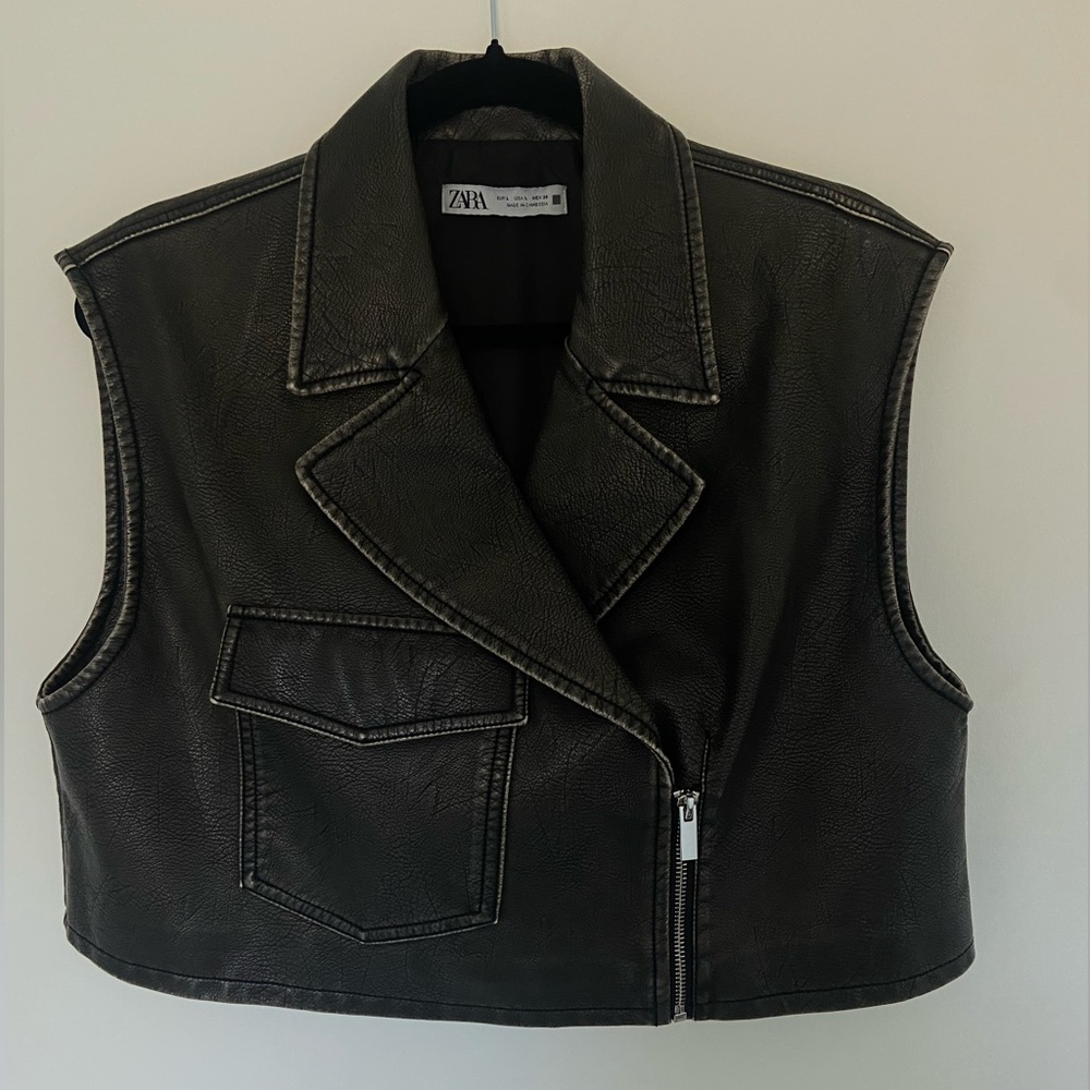 Zara Cropped Faux Leather Vest
